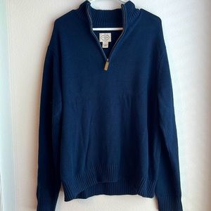 St. John’s Bay Quarter Zip-Men’s Long Sleeve pullover Sweater- Dark Blue
